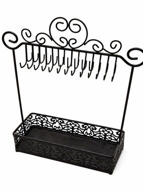 Black Scrollwork Jewelry Organizer with Hooks
